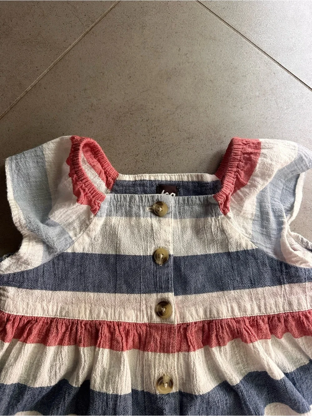 Tea Collection size 6 Chalk Stripe Button Front red white and blue dress